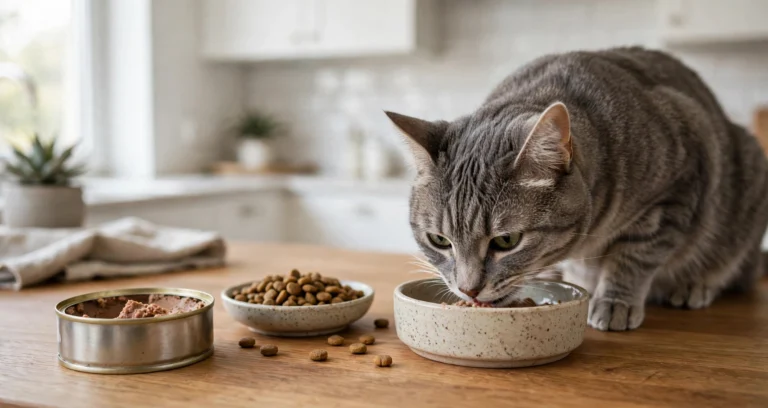 Best cat food for indoor cats served in a bowl for an indoor cat at home